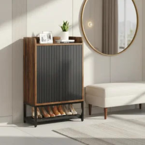 Armoire à chaussures 5 niveaux avec porte pour entrée - Auron Atelier - lifestyle vue de face