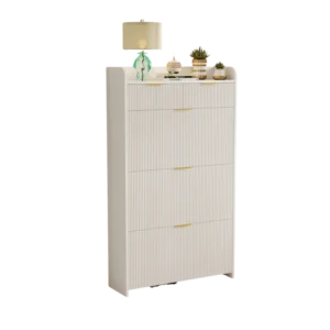 Armoire à chaussures blanche moderne 3 portes et tiroirs - Mika Nord - Photo 1