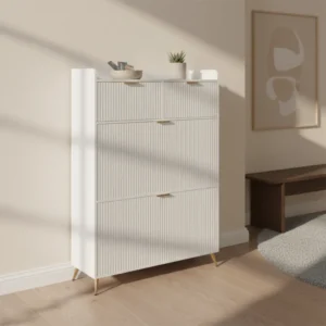 Armoire à chaussures d'entrée moderne portes abattantes et tiroirs - Kael - lifestyle vue de face