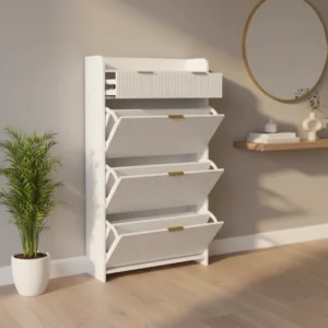 Armoire à chaussures étroite moderne 3 portes et 2 tiroirs - Noam Forma - lifestyle vue de face