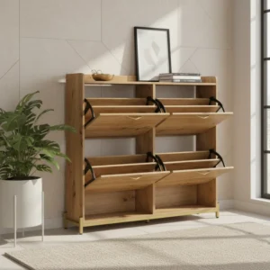 Armoire à chaussures moderne 4 portes en MDF pour couloir 109 cm - Sia One - lifestyle vue de face