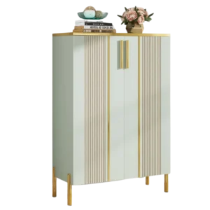 Armoire à chaussures vert clair 6 niveaux avec portes et étagères réglables - Photo 1