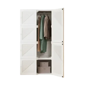Armoire pliante portable blanche avec tringle et porte transparente - Ezra Lane - Variante #3744