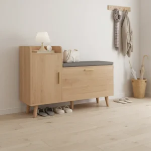 Banc à chaussures avec siège et rangement intérieur style campagne - Soren Edge - mise en situation propre