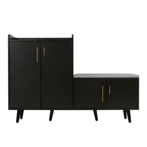 Banc à chaussures moderne 4 portes noyer noir 120 cm - Nora Mode - Photo 1
