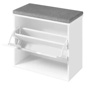 Banc à chaussures rembourré 3 niveaux avec tiroir rabattable 60 cm - Mira Loft - Photo 1