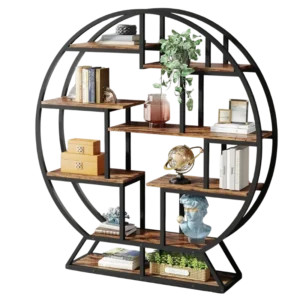 Bibliothèque industrielle étagères décalées bois et métal 160 cm - Mona Nest - Variante #5119