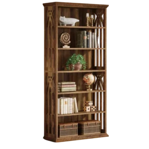 Bibliothèque bois style rétro 6 niveaux autoportante 190 cm - Lennox Living - Variante #3728
