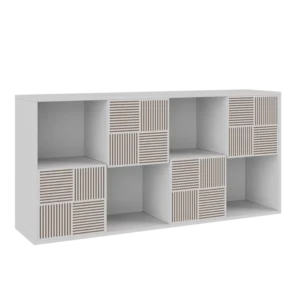 Bibliothèque cubique 8 compartiments 4 portes 125 cm - Nael Edge - Photo 1
