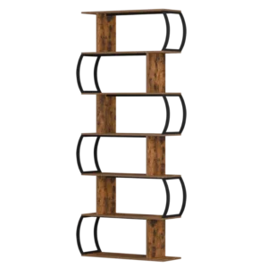 Bibliothèque en S 6 niveaux bois et métal blanc 179 cm - Lenny Vale - Photo 1