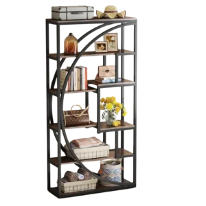 Bibliothèque industrielle style géométrique 8 niches métal noir 180 cm - Niels Urban