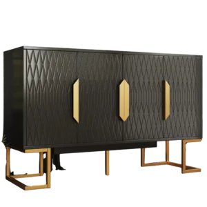Buffet de cuisine moderne noir 4 portes 140 cm - Ari Wood - Photo 1