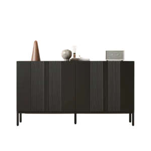 Buffet de cuisine noir sans poignées étagères réglables 145 cm - Mabel Edition - Photo 1