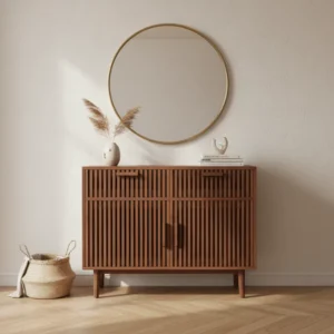 Buffet de salon moderne 2 portes et 2 tiroirs en bois 100 cm - Kora Lane - lifestyle vue de face
