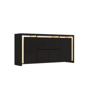 Buffet de salon moderne brillant avec LED et 2 tiroirs - Kirk - Photo 1