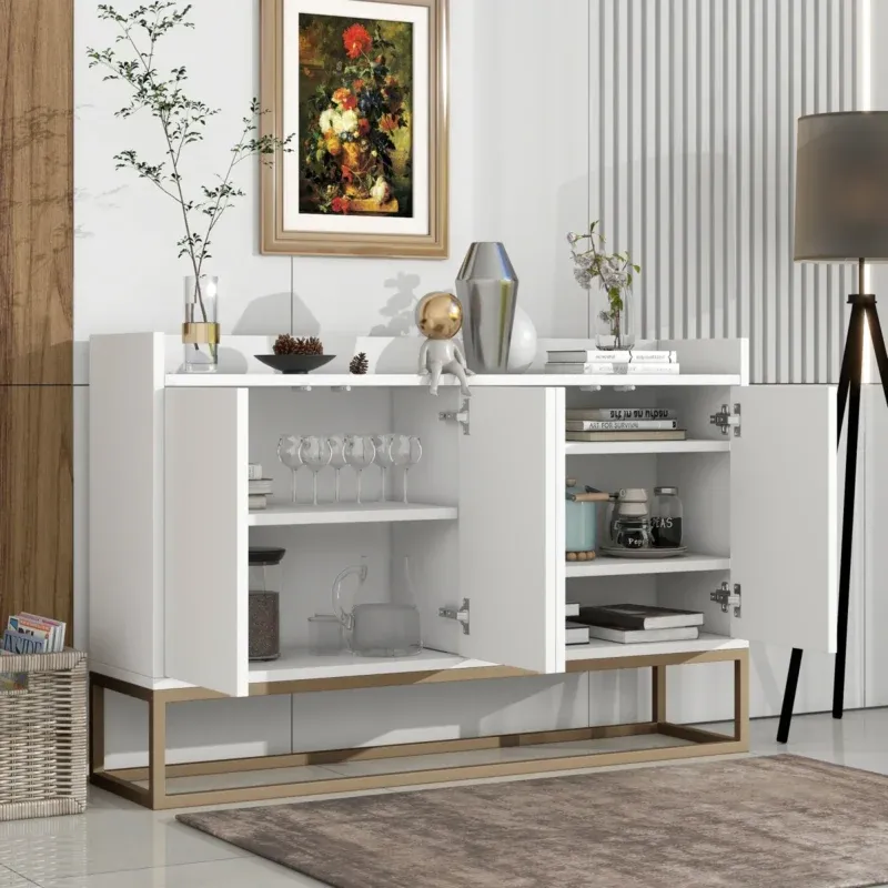 Buffet minimaliste moderne 4 portes avec étagères réglables - Eden - Photo 5
