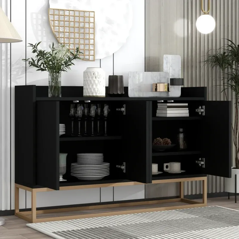 Buffet minimaliste moderne 4 portes avec étagères réglables - Eden - Photo 6