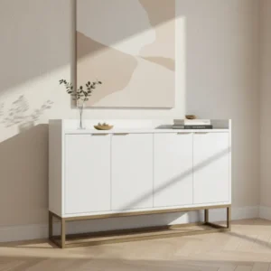 Buffet minimaliste moderne 4 portes avec étagères réglables - Eden - lifestyle vue de face