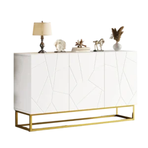 Buffet moderne blanc 3 portes façade cannelée 130 cm - Jules Casa - Photo 1