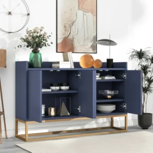 Buffet moderne minimaliste 4 portes sans poignées étagères réglables - Nino Aura - lifestyle vue de face