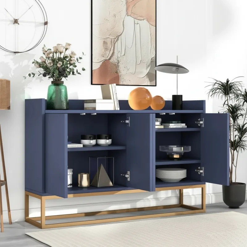 Buffet moderne minimaliste 4 portes sans poignées étagères réglables - Nino Aura - lifestyle vue de face