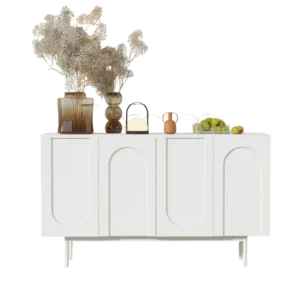 Buffet moderne minimaliste blanc 4 portes motif arc - Tess Line - Photo 1