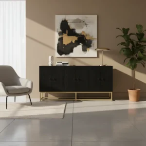Buffet salon contemporain 3 portes noir mat 160 cm - Nora Edition - lifestyle vue de face