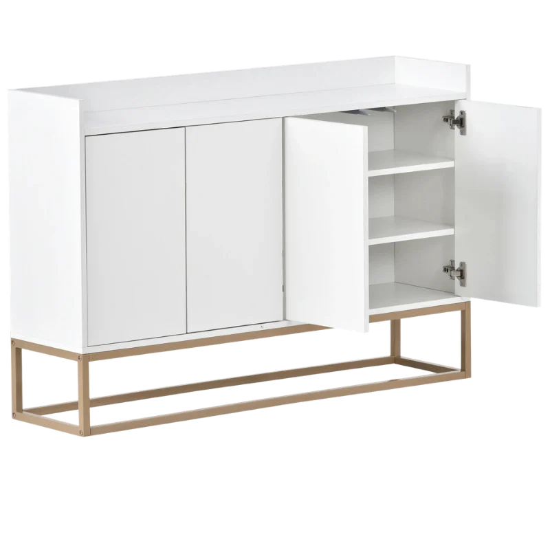 Buffet salon minimaliste moderne 4 portes sans poignée étagères réglables - Lenny Wood - Photo 1