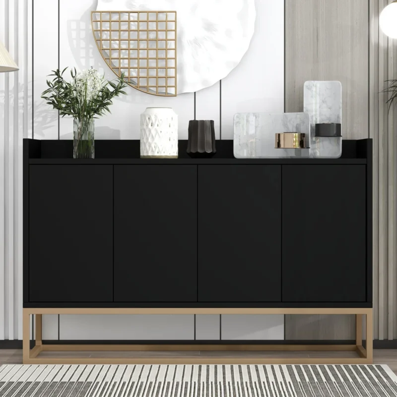 Buffet salon minimaliste moderne 4 portes sans poignée étagères réglables - Lenny Wood - Photo 3