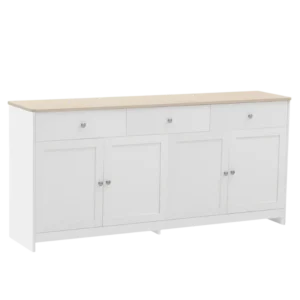 Buffet salon moderne 4 portes 3 tiroirs naturel et blanc 160 cm - Avery Nest - Photo 1