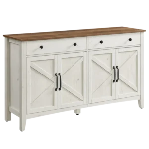 Buffet style campagne avec tiroir et portes blanc et marron 140 cm - Oslo Prime - Photo 1
