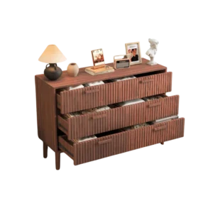 Commode en bois style campagne 6 tiroirs en rotin - Ayla Prime - Photo 1