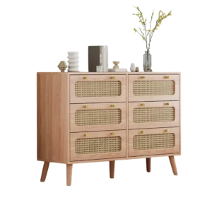 Commode en rotin style moderne 6 tiroirs - Loris Select - Variante #4134