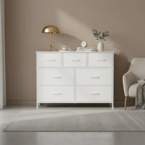 Commode moderne 7 tiroirs en tissu pour chambre et salon - Soren Forma - lifestyle vue de face