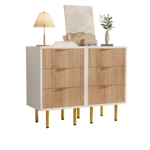 Commode moderne bicolore à tiroirs avec pieds dorés - Lennox Oak - Variante #3292