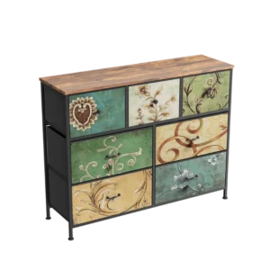 Commode rétro à tiroirs en bois et métal multicolore - Nilo - Photo 1