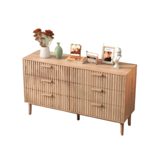 Commode scandinave en bois 6 tiroirs panneaux ajourés - Nilo Lane - Photo 1
