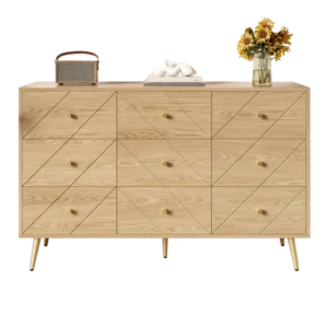 Commode style minimaliste 9 tiroirs pieds métal couleur naturel - Iris Lane - Photo 1