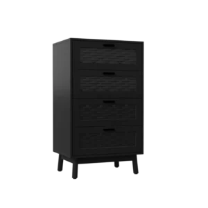 Commode style rétro rotin 4 tiroirs - Mira One