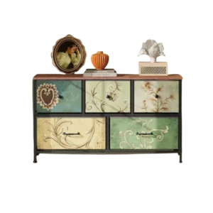 Commode vintage à tiroirs en tissu cadre métal style néoclassique - Elior - Photo 1