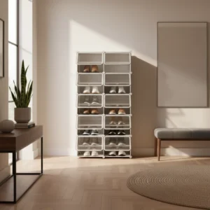 Étagère à chaussures modulable 10 compartiments pour 40 paires - Naya Living - lifestyle vue de face