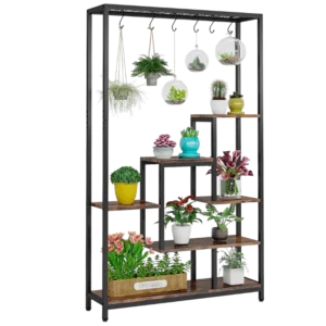 Étagère à plantes en métal 5 niveaux avec crochets de suspension - Romy Edge - Photo 1