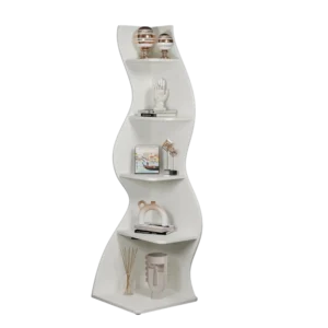 Étagère d'angle 5 niveaux style moderne en bois blanc - Neya Living - Photo 1