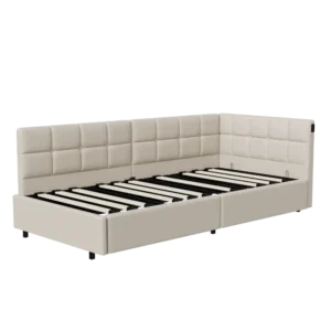 Lit simple velours avec rangement hydraulique et LED 90x200 cm - Lennox - Photo 1