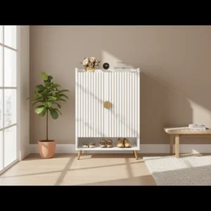 Meuble à chaussures 7 niveaux avec portes blanc 24 paires - Nino Select - lifestyle vue de face