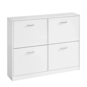 Meuble à chaussures blanc 4 portes battantes étagères réglables 105 cm - Aksel Craft - Photo 1