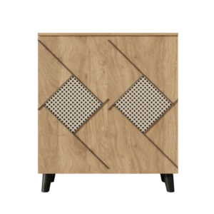 Meuble à chaussures d'entrée façade rotin avec portes 80 cm - Eden Atelier - Photo 1