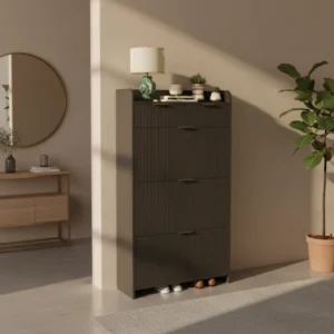 Meuble à chaussures étroit moderne avec tiroirs à roulettes - Loris Line - lifestyle vue de face