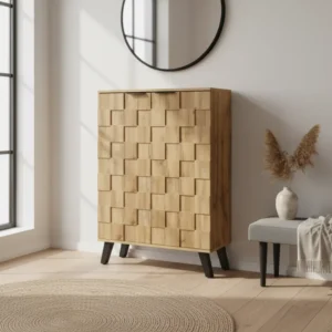 Meuble à chaussures moderne 5 niveaux portes bois - Auro Living - lifestyle vue de face