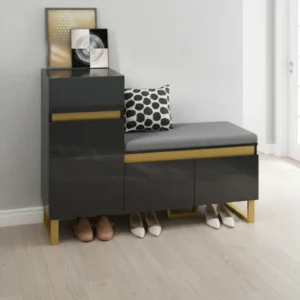 Meuble à chaussures moderne avec assise et porte de rangement 120 cm - Kylan Craft - mise en situation propre